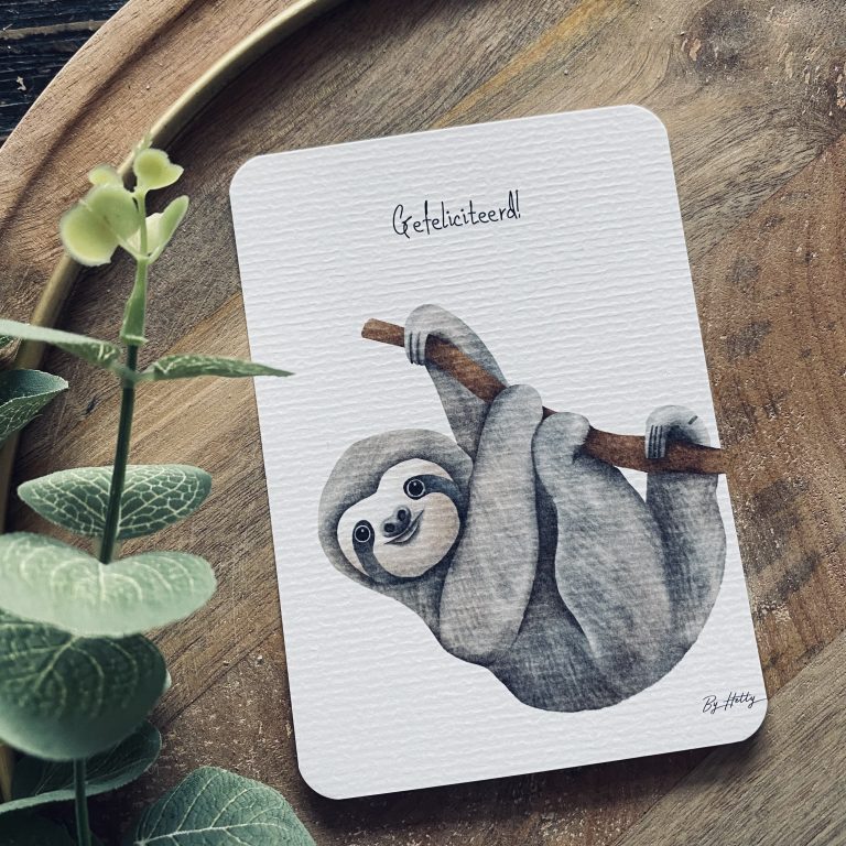 Kaart Luiaard “Gefeliciteerd” Inclusief envelop