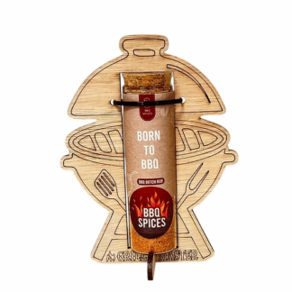Houten BBQ met Kruidenbuisje – “Born to BBQ” Cadeau voor Grillfans