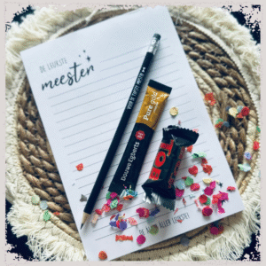 Notitieboek Leukste Meester met potlood, koffie en chocolaatje – Cadeauset